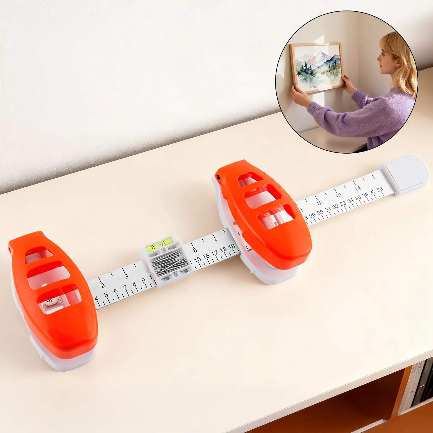 Picture Hanging Tool with Level & Ruler