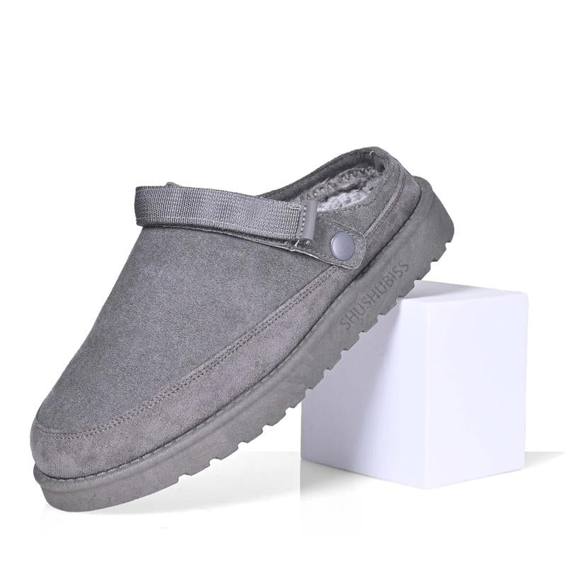 Adjustable Faux-Fur Suede Clog Slippers