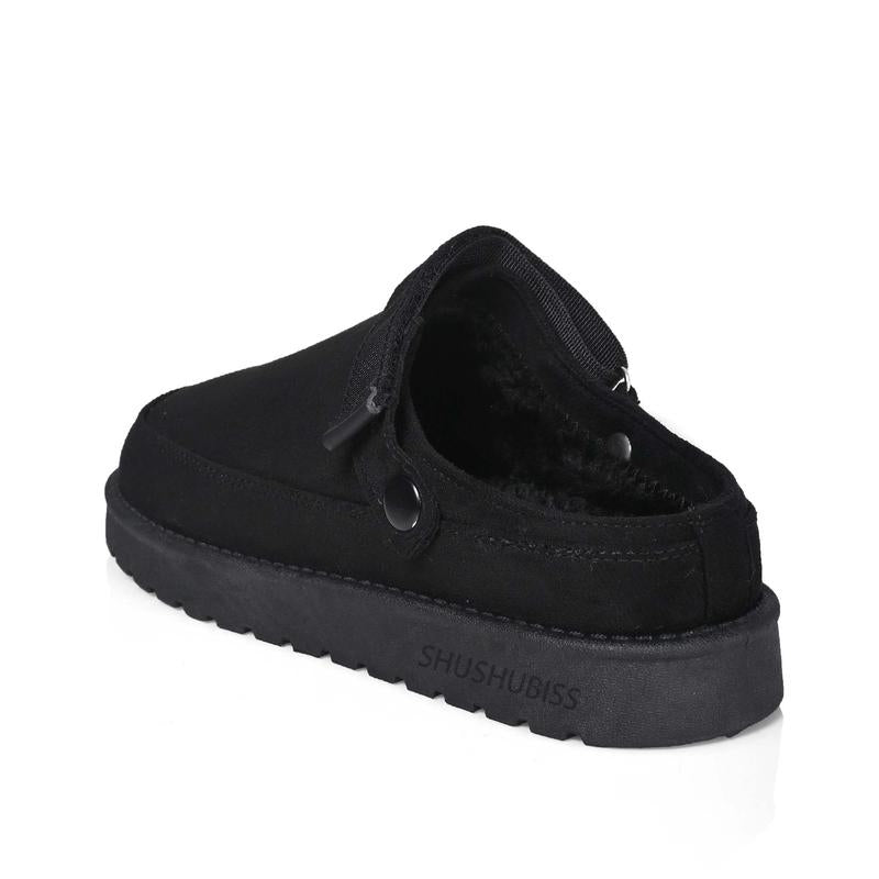 Adjustable Faux-Fur Suede Clog Slippers