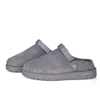 Adjustable Faux-Fur Suede Clog Slippers