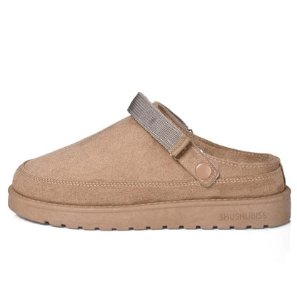 Adjustable Faux-Fur Suede Clog Slippers