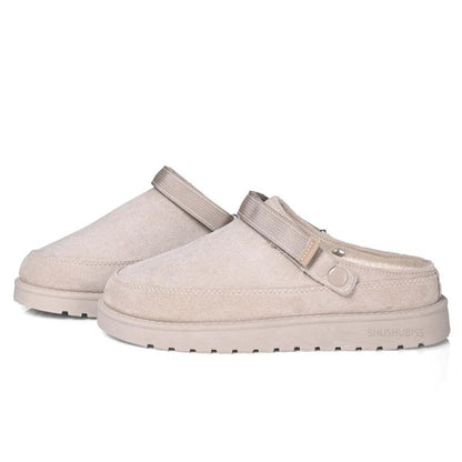 Adjustable Faux-Fur Suede Clog Slippers