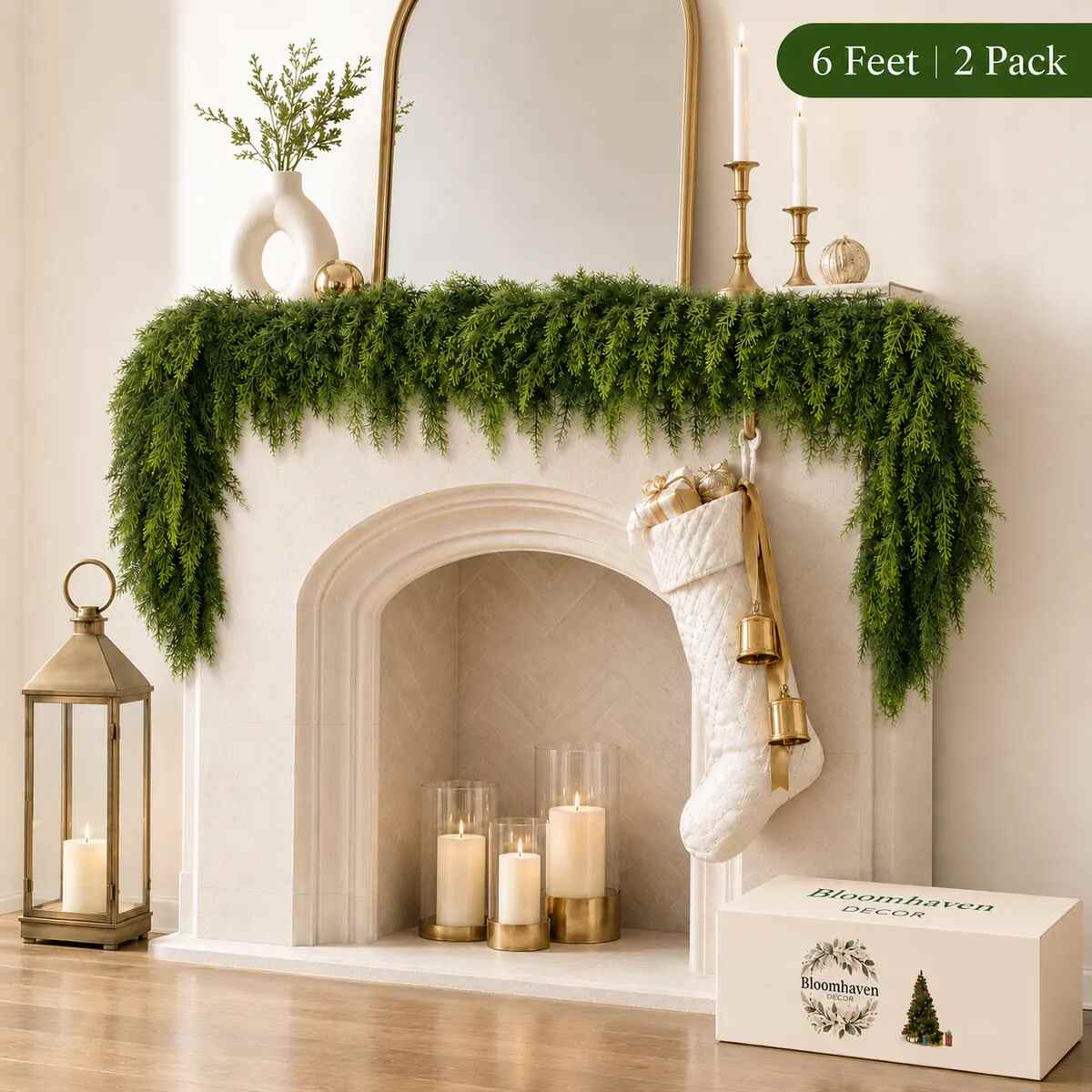 6FT Real-Touch Cedar Garlands 2-Pack