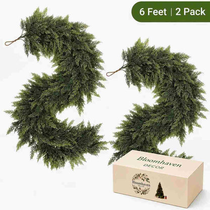 6FT Real-Touch Cedar Garlands 2-Pack