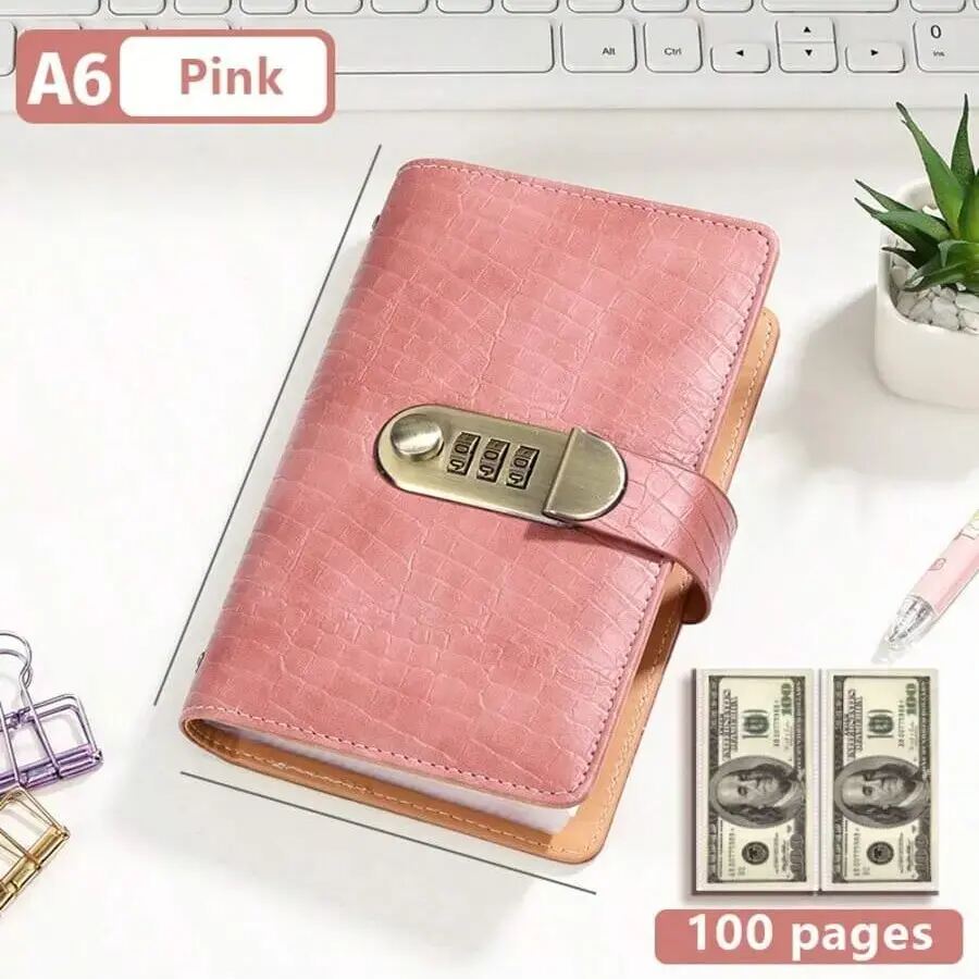 3-Digit Lock PU Leather Savings Binder