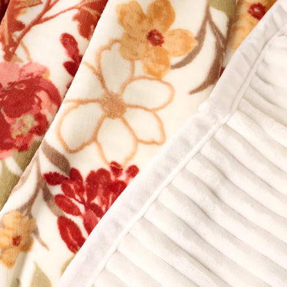 Reversible Harvest Print Ribbed Throw