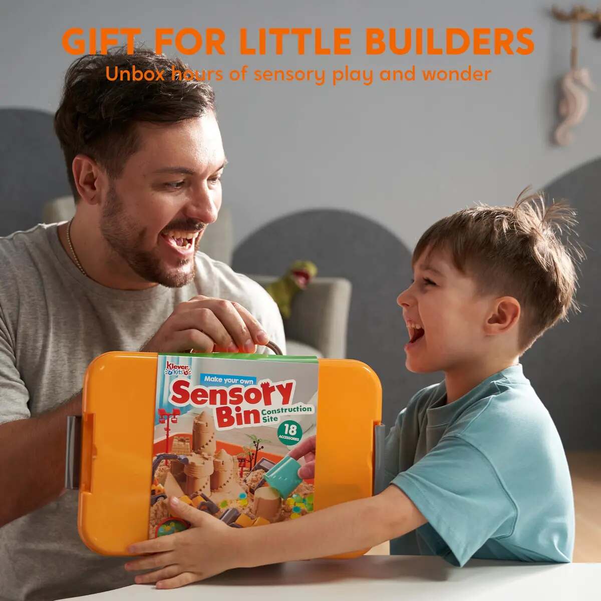 Construction Sensory Bin with Glow Stones