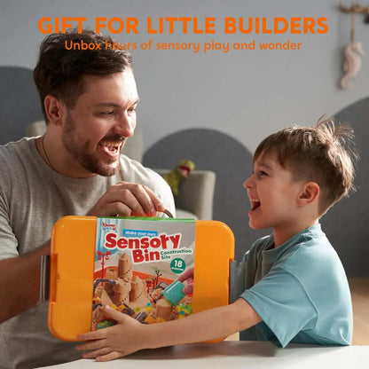 Construction Sensory Bin with Glow Stones
