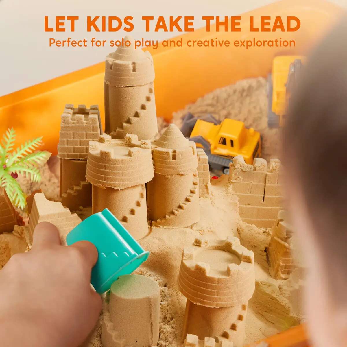 Construction Sensory Bin with Glow Stones