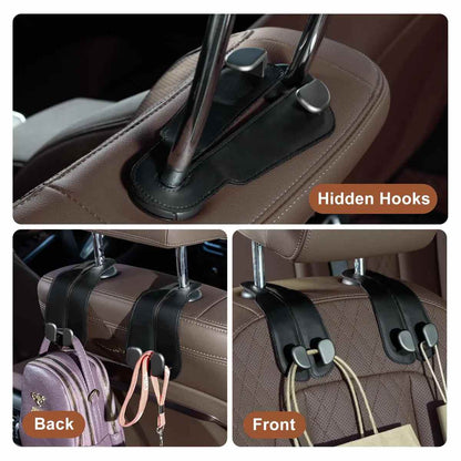 [BUY 1 GET 1 FREE] Double Metal Car Headrest Hooks 4-Pack