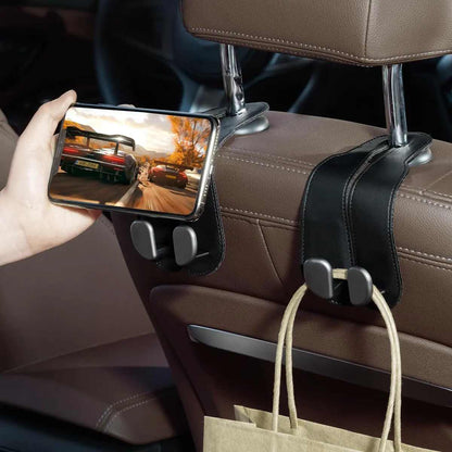 [BUY 1 GET 1 FREE] Double Metal Car Headrest Hooks 4-Pack