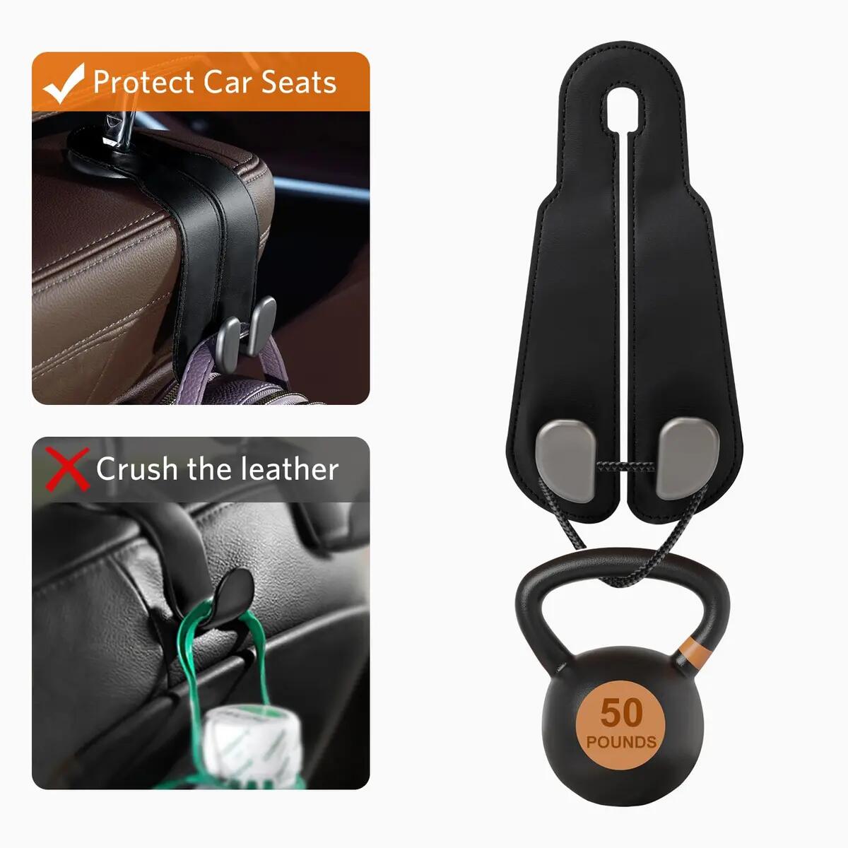 [BUY 1 GET 1 FREE] Double Metal Car Headrest Hooks 4-Pack