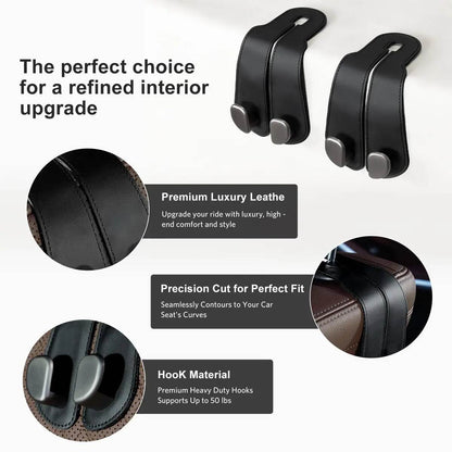[BUY 1 GET 1 FREE] Double Metal Car Headrest Hooks 4-Pack