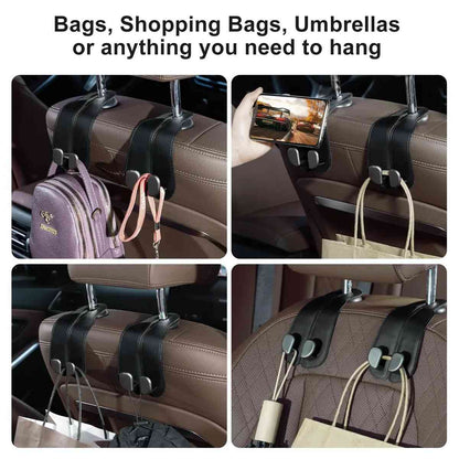 [BUY 1 GET 1 FREE] Double Metal Car Headrest Hooks 4-Pack