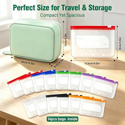 [BUY 1 GET 1 FREE] Waterproof 14-Pouch Travel Pill Organizer
