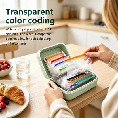 [BUY 1 GET 1 FREE] Waterproof 14-Pouch Travel Pill Organizer
