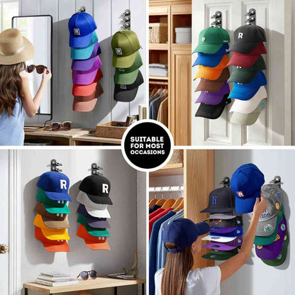 Adhesive Hat Organizer Hooks for 20 Caps
