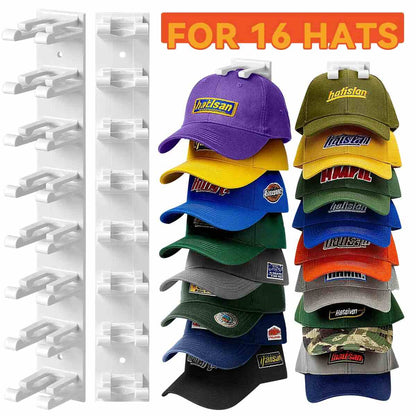 Adhesive Hat Organizer Hooks for 20 Caps