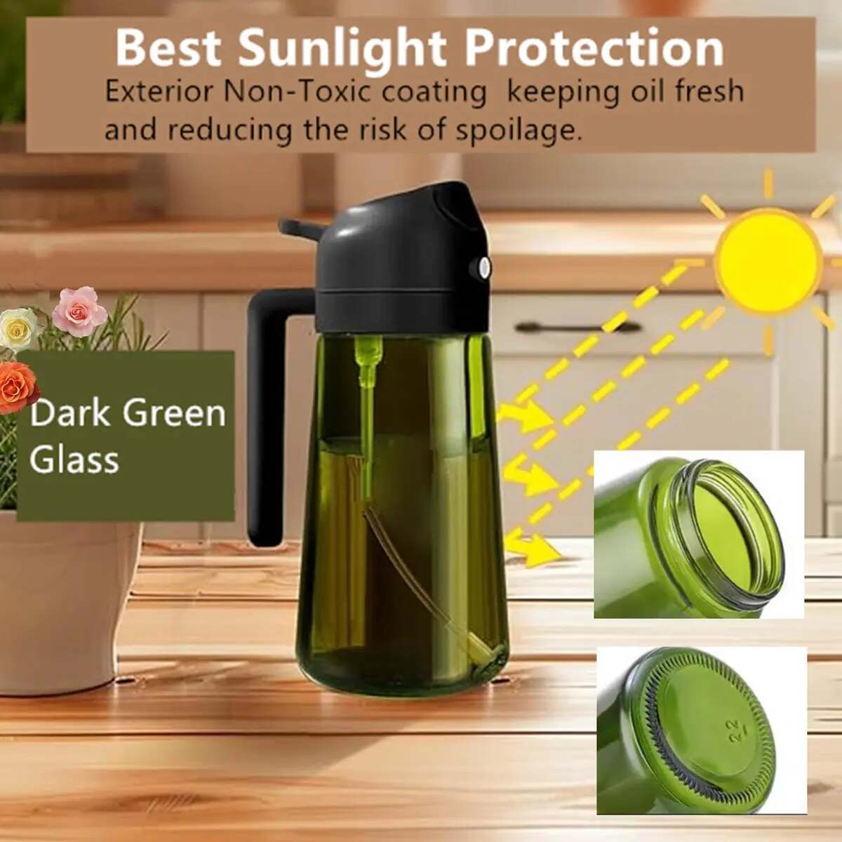 [BUY 1 GET 1 FREE] Dark Glass 2-in-1 Oil Sprayer Dispenser