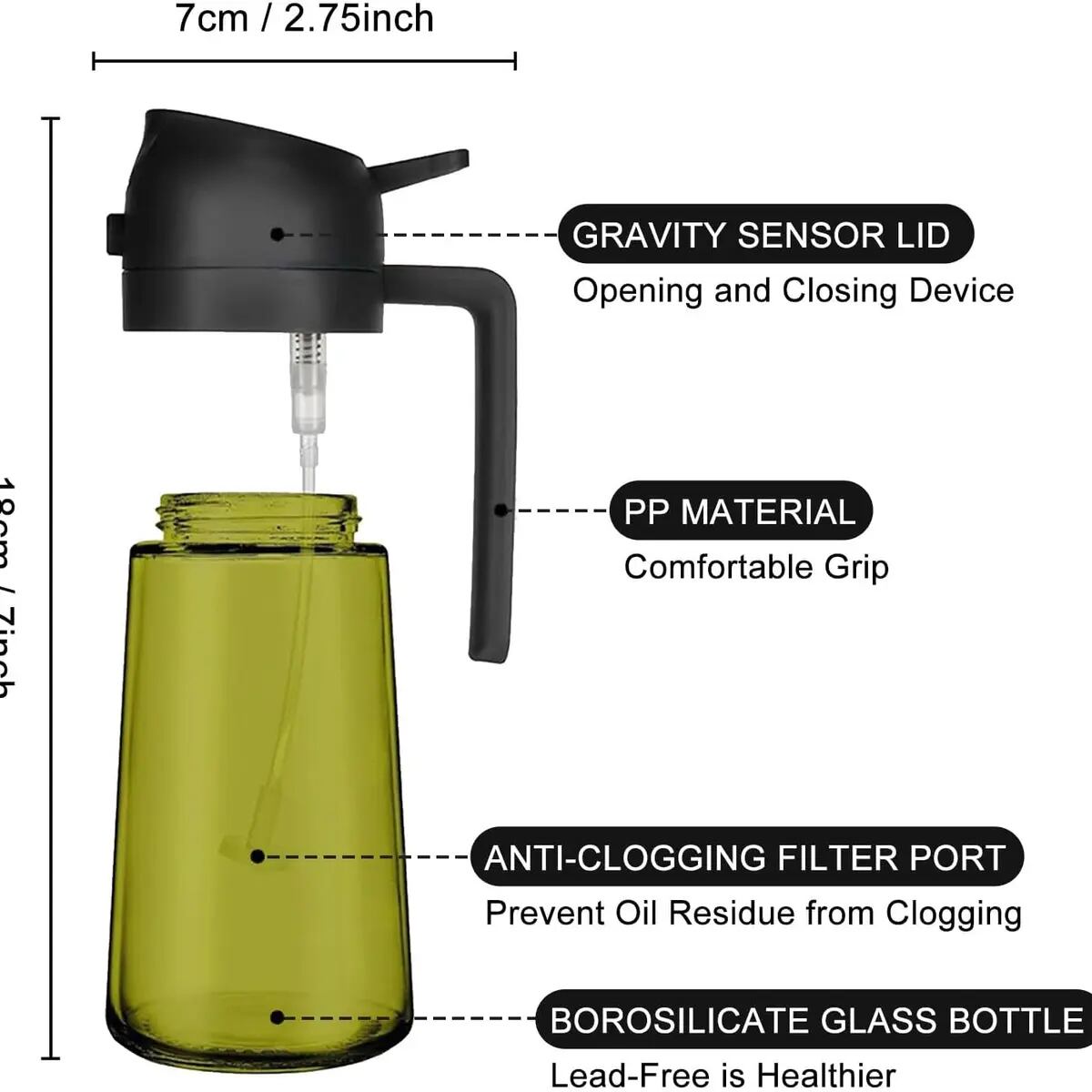 [BUY 1 GET 1 FREE] Dark Glass 2-in-1 Oil Sprayer Dispenser