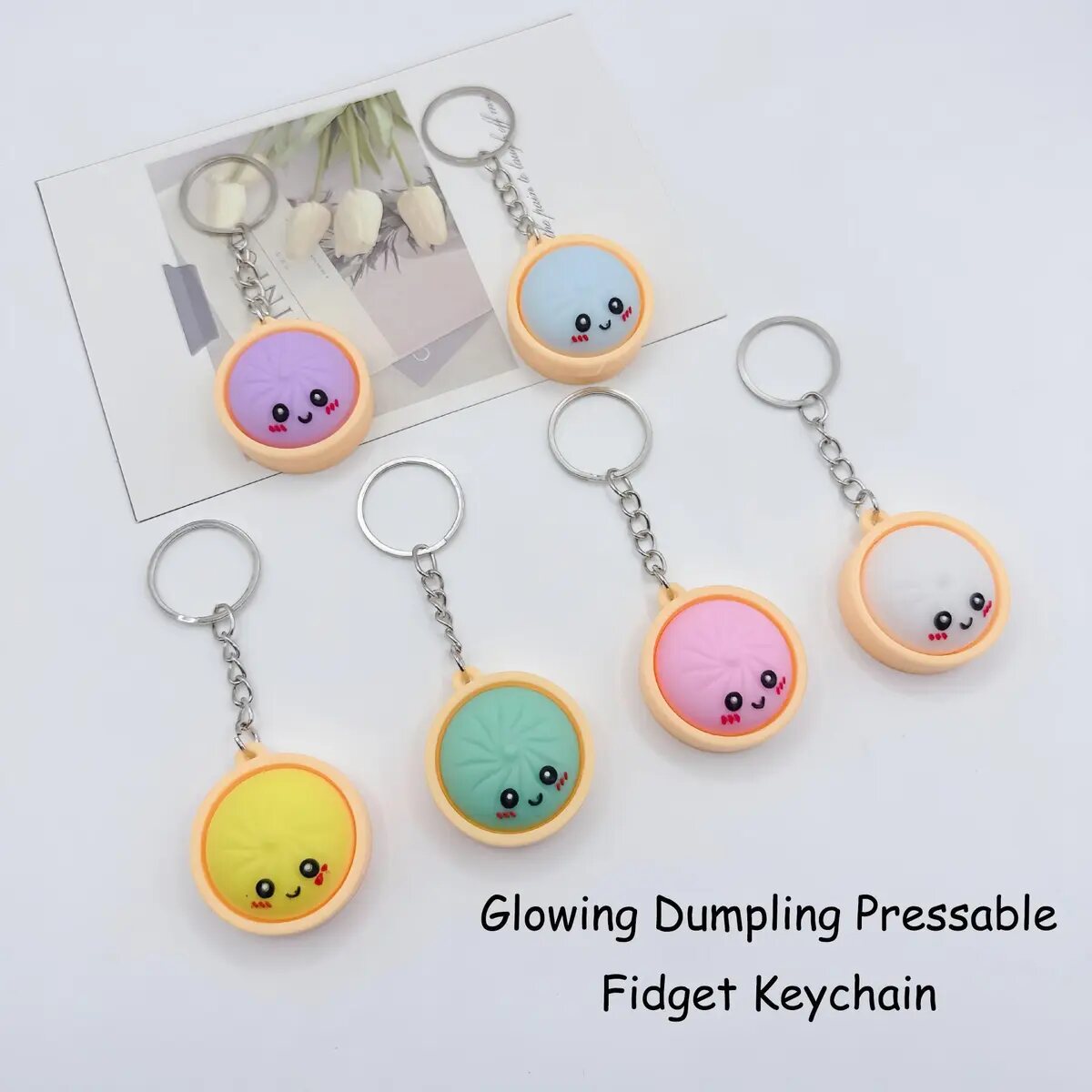 [BUY 1 GET 1 FREE] Dumpling Squishy Fidget Keychain