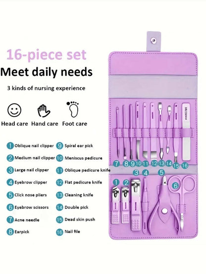 16-Piece Stainless Steel Manicure & Pedicure Set