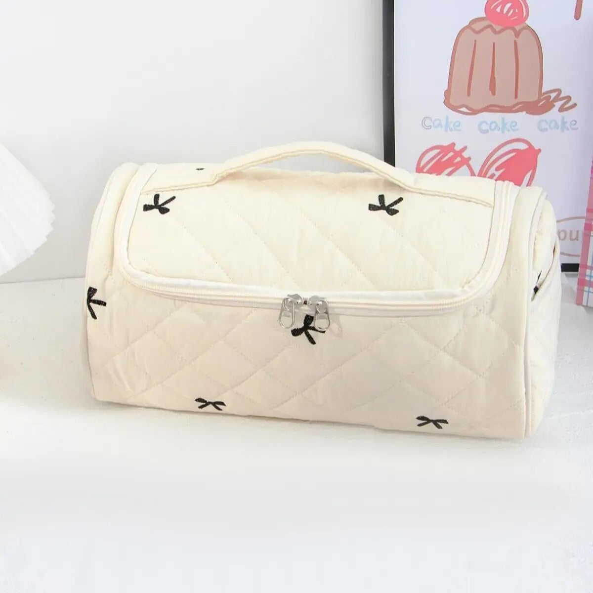 Large Quilted Travel Cosmetic Organizer