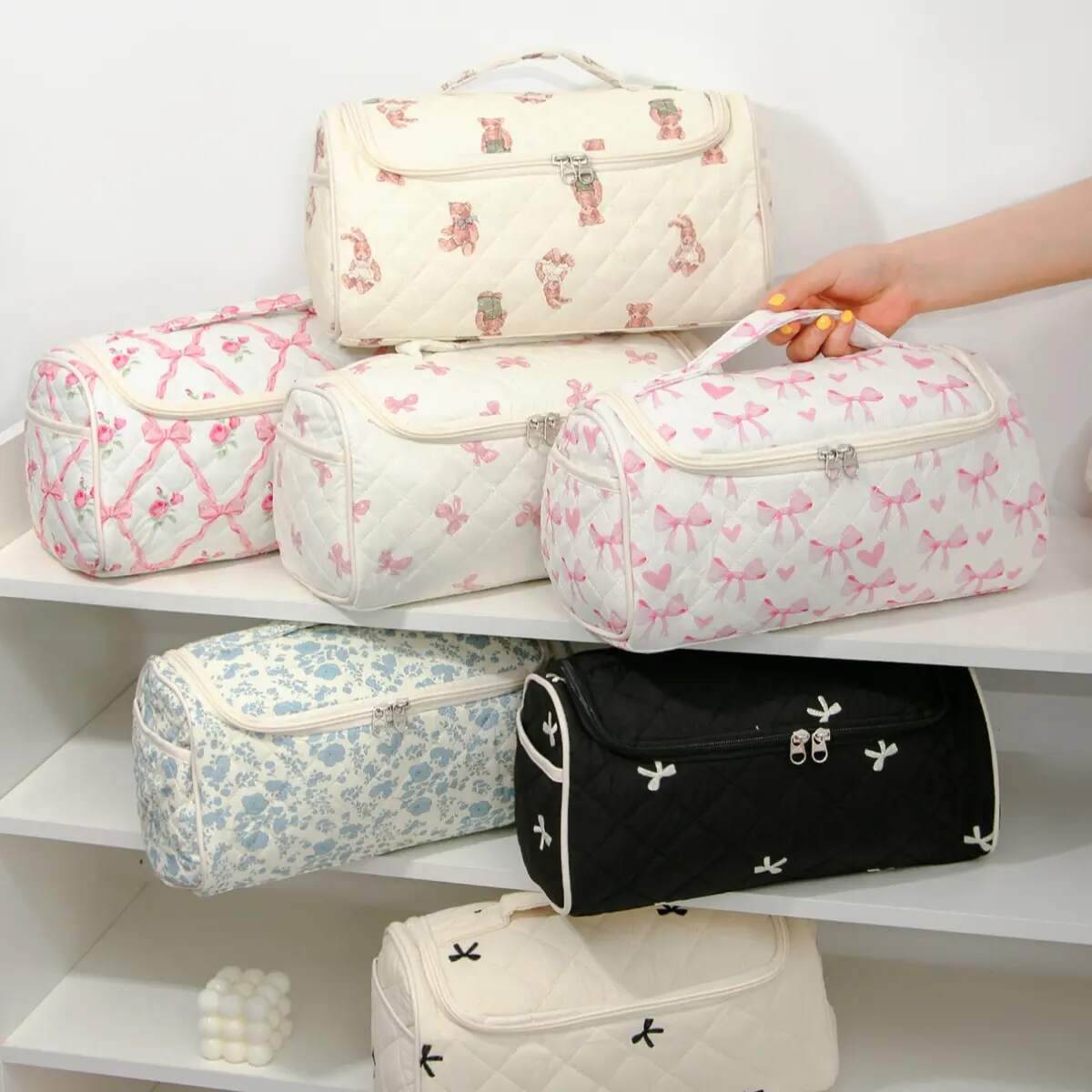 Large Quilted Travel Cosmetic Organizer