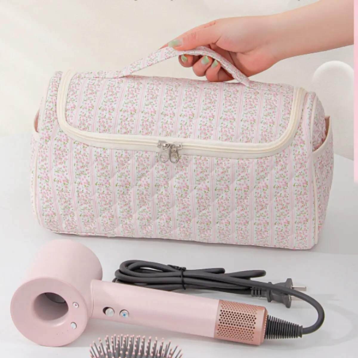 Large Quilted Travel Cosmetic Organizer