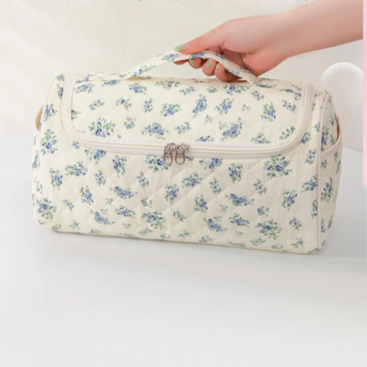 Large Quilted Travel Cosmetic Organizer