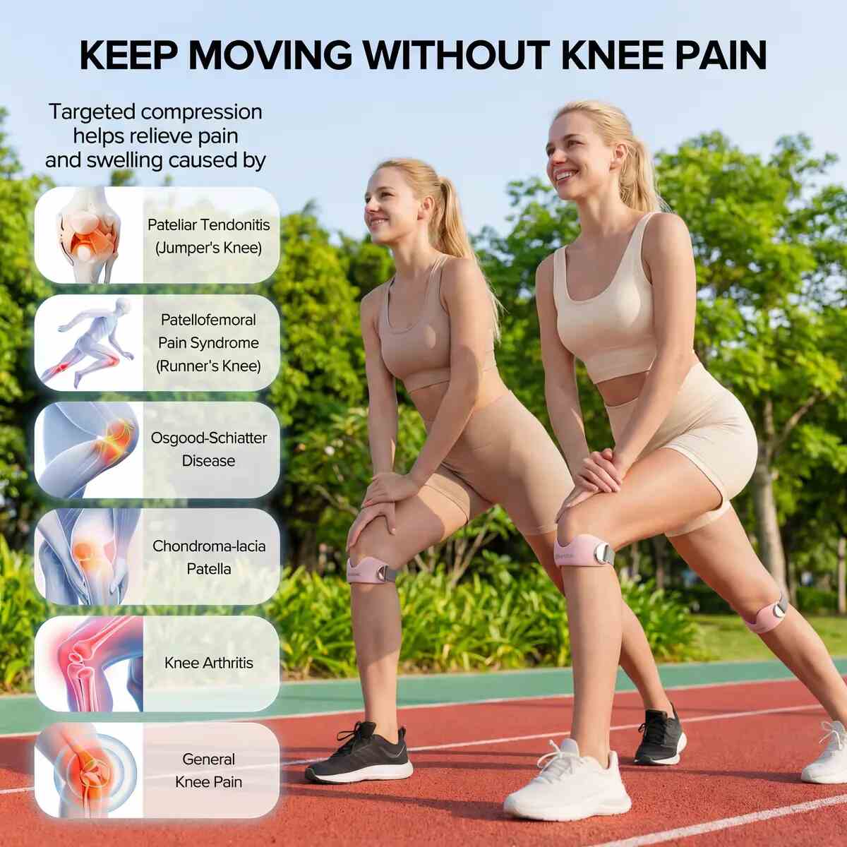 Adjustable Shock-Absorbing Patellar Bands 2-Pack