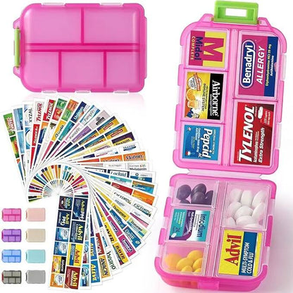 [BUY 1 GET 1 FREE] 10-Compartment Travel Pill Organizer with Labels