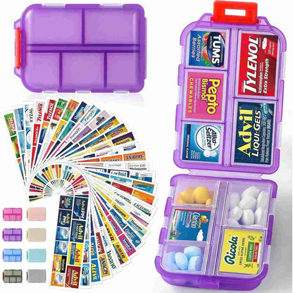 [BUY 1 GET 1 FREE] 10-Compartment Travel Pill Organizer with Labels