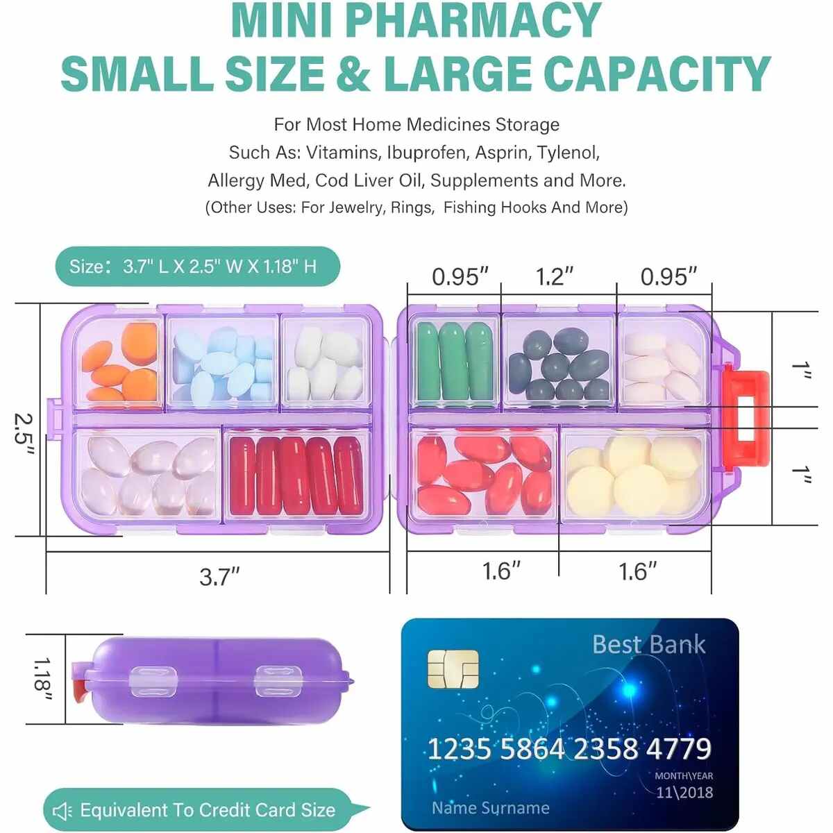 [BUY 1 GET 1 FREE] 10-Compartment Travel Pill Organizer with Labels
