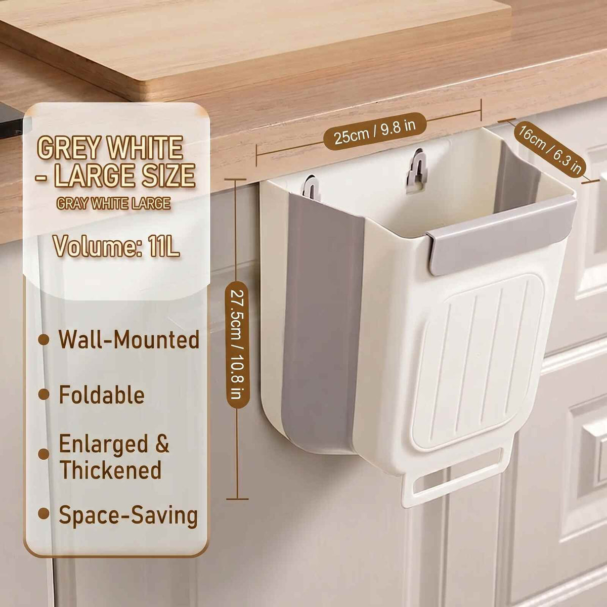 [BUY 1 GET 1 FREE] 1.6-Gallon Foldable Hanging Trash Can