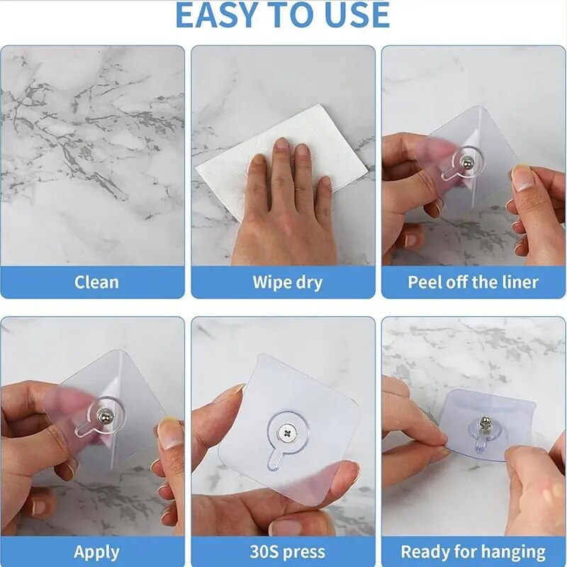 [BUY 1 GET 1 FREE] Self-Adhesive Acrylic Photo Hooks 30-Pack