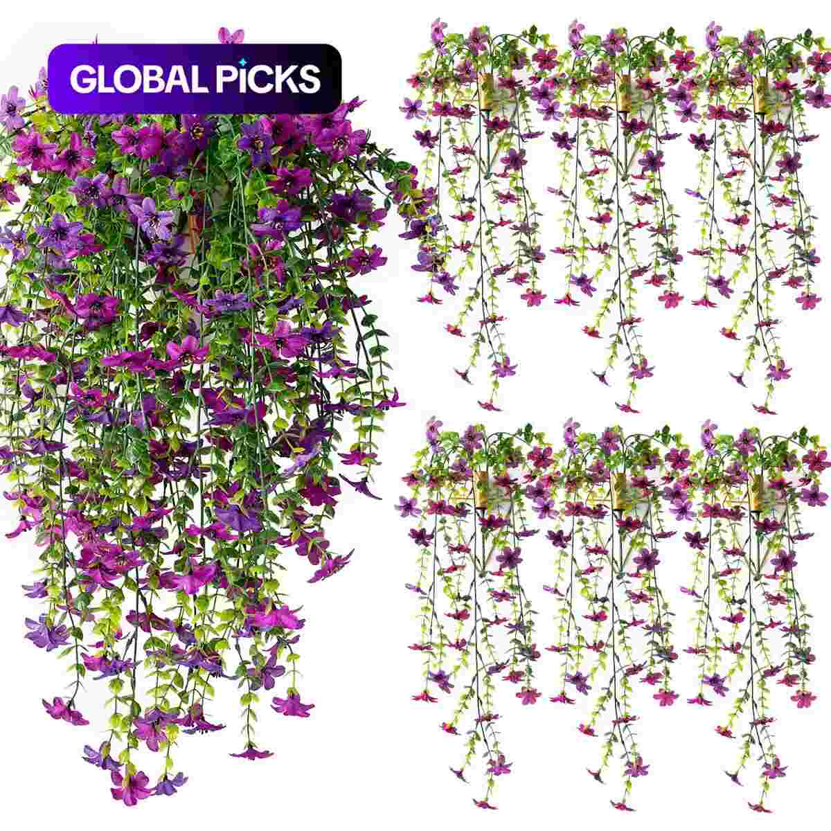 Outdoor Artificial Orchid Hanging Flowers 6-Pack