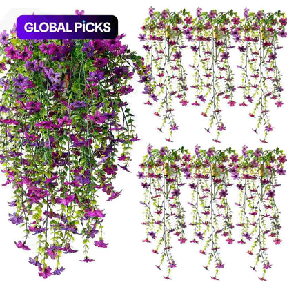 Outdoor Artificial Orchid Hanging Flowers 6-Pack