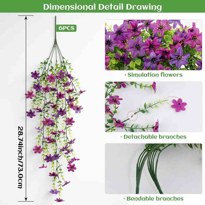 Outdoor Artificial Orchid Hanging Flowers 6-Pack