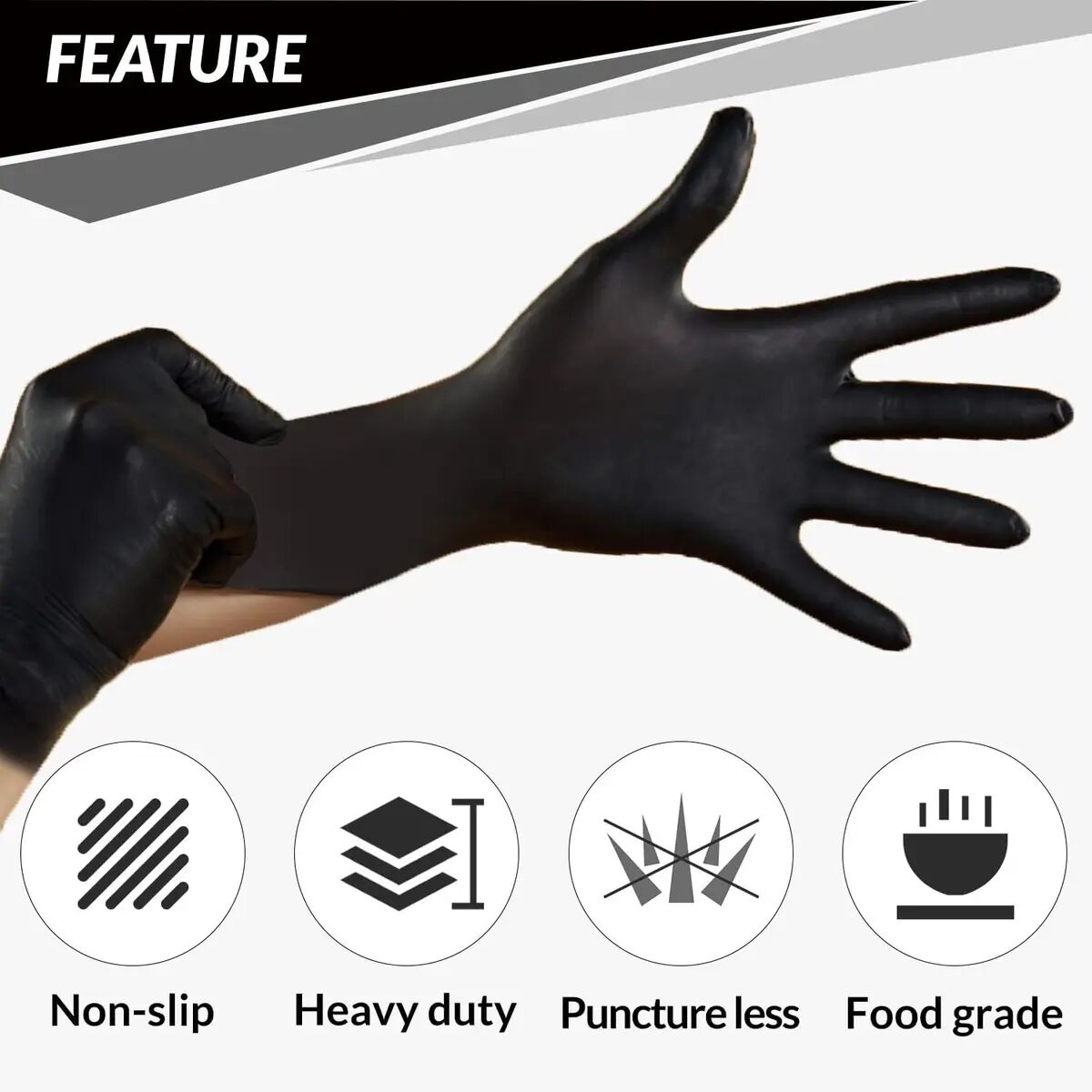[BUY 1 GET 1 FREE] 6mil Black Nitrile Gloves 30-Count