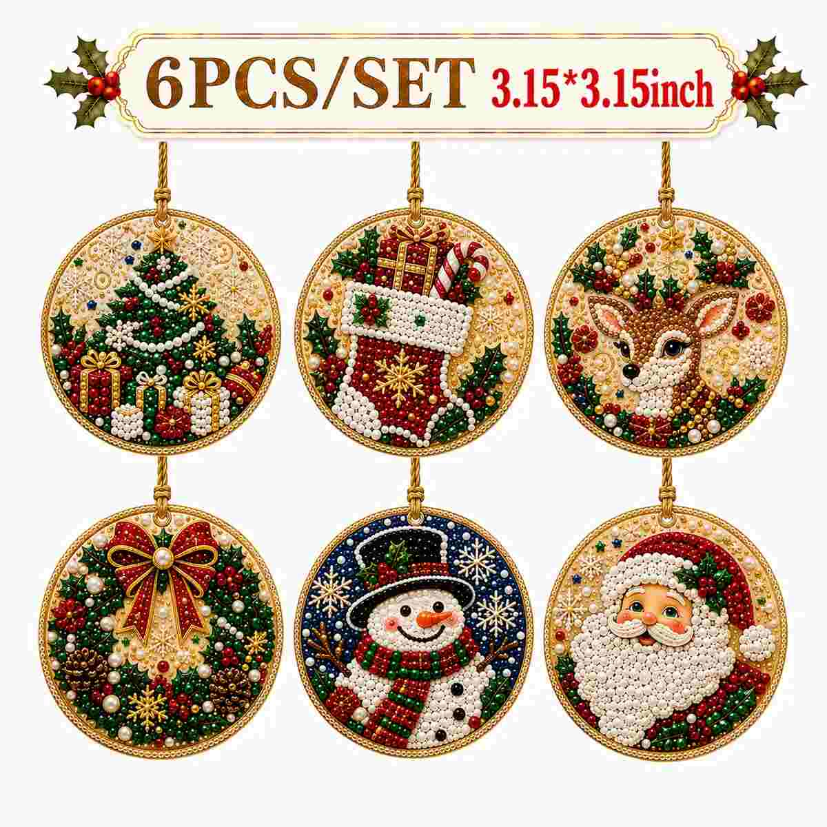 [BUY 1 GET 1 FREE] Christmas Diamond Painting Ornaments 6-Pack