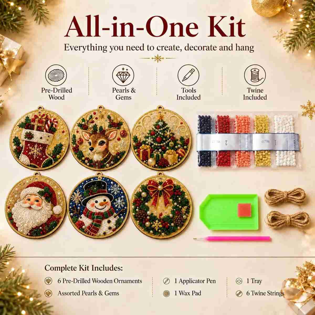 [BUY 1 GET 1 FREE] Christmas Diamond Painting Ornaments 6-Pack