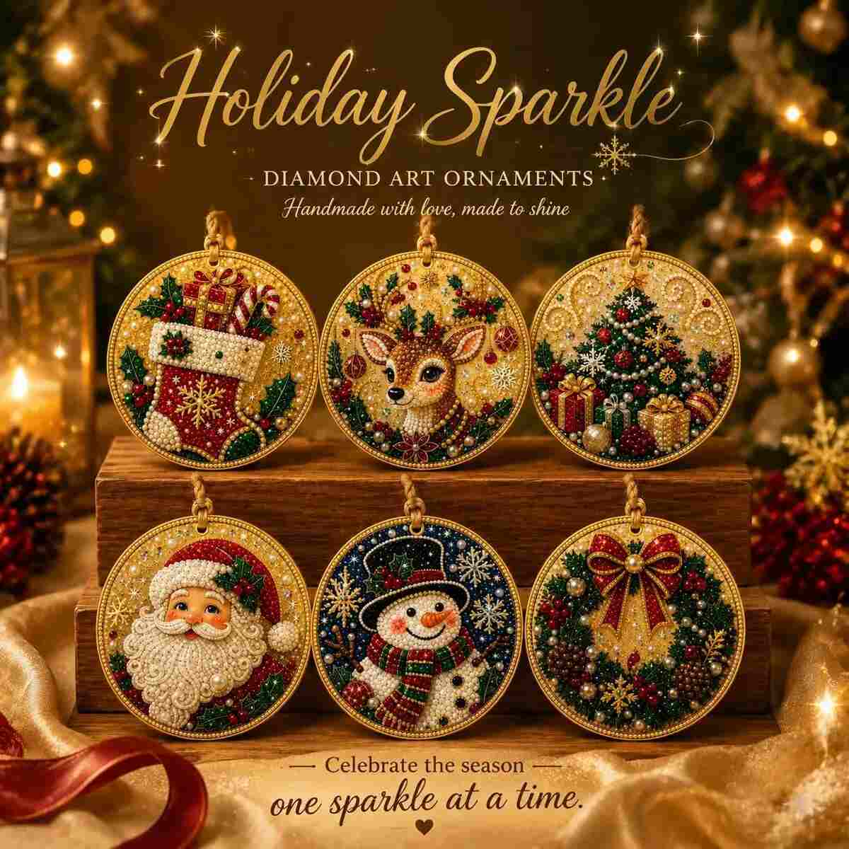 [BUY 1 GET 1 FREE] Christmas Diamond Painting Ornaments 6-Pack