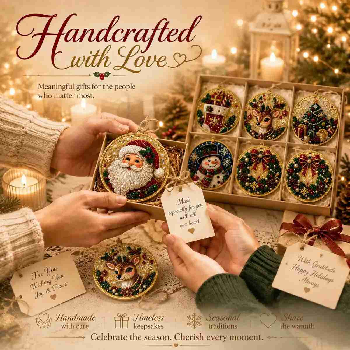 [BUY 1 GET 1 FREE] Christmas Diamond Painting Ornaments 6-Pack