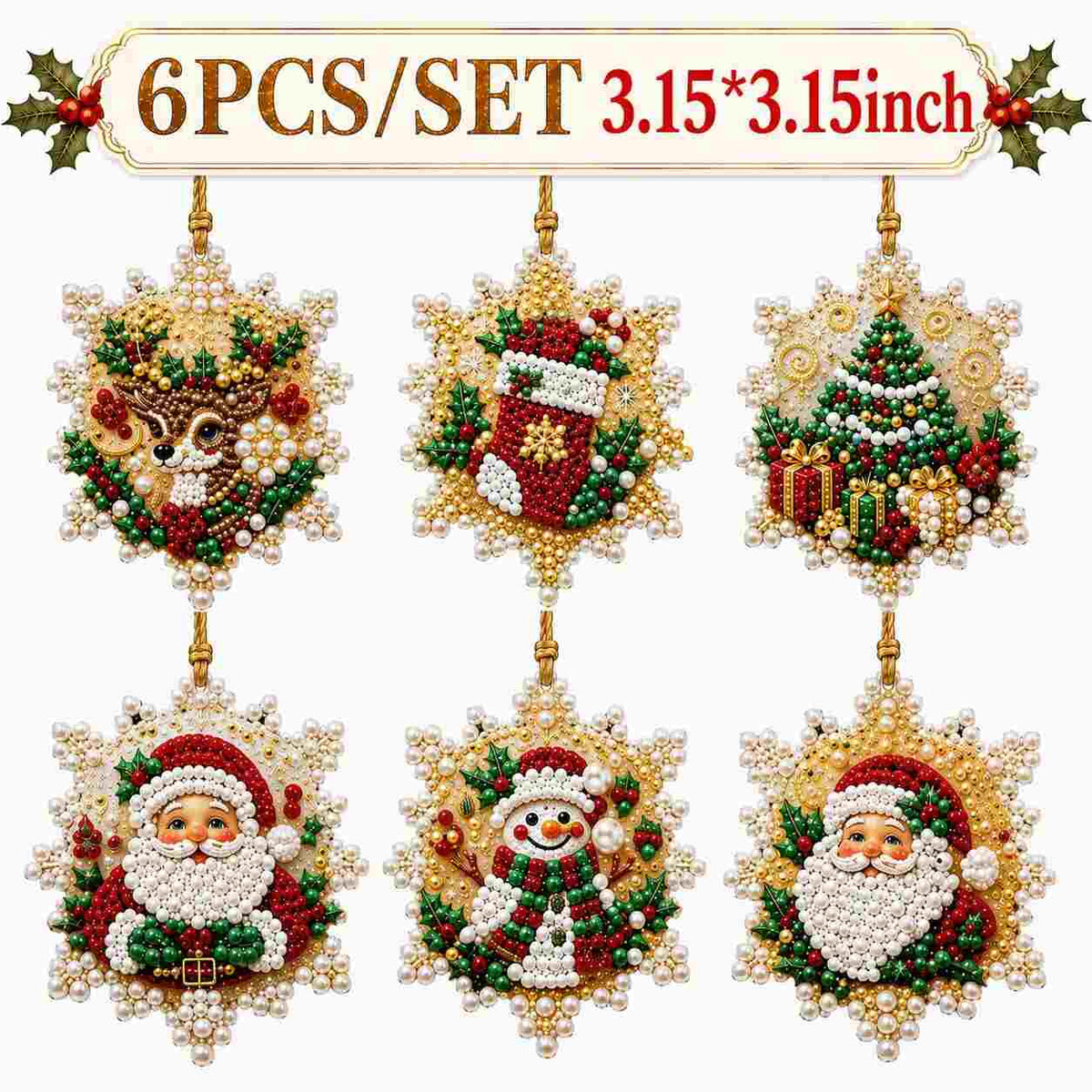 [BUY 1 GET 1 FREE] Christmas Diamond Painting Ornaments 6-Pack