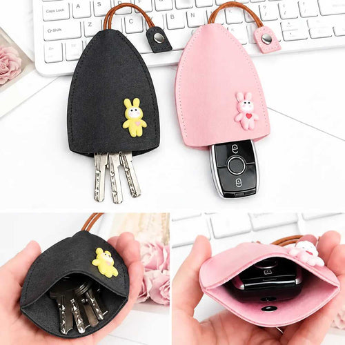 Cartoon Pull-Out Leather Key Case