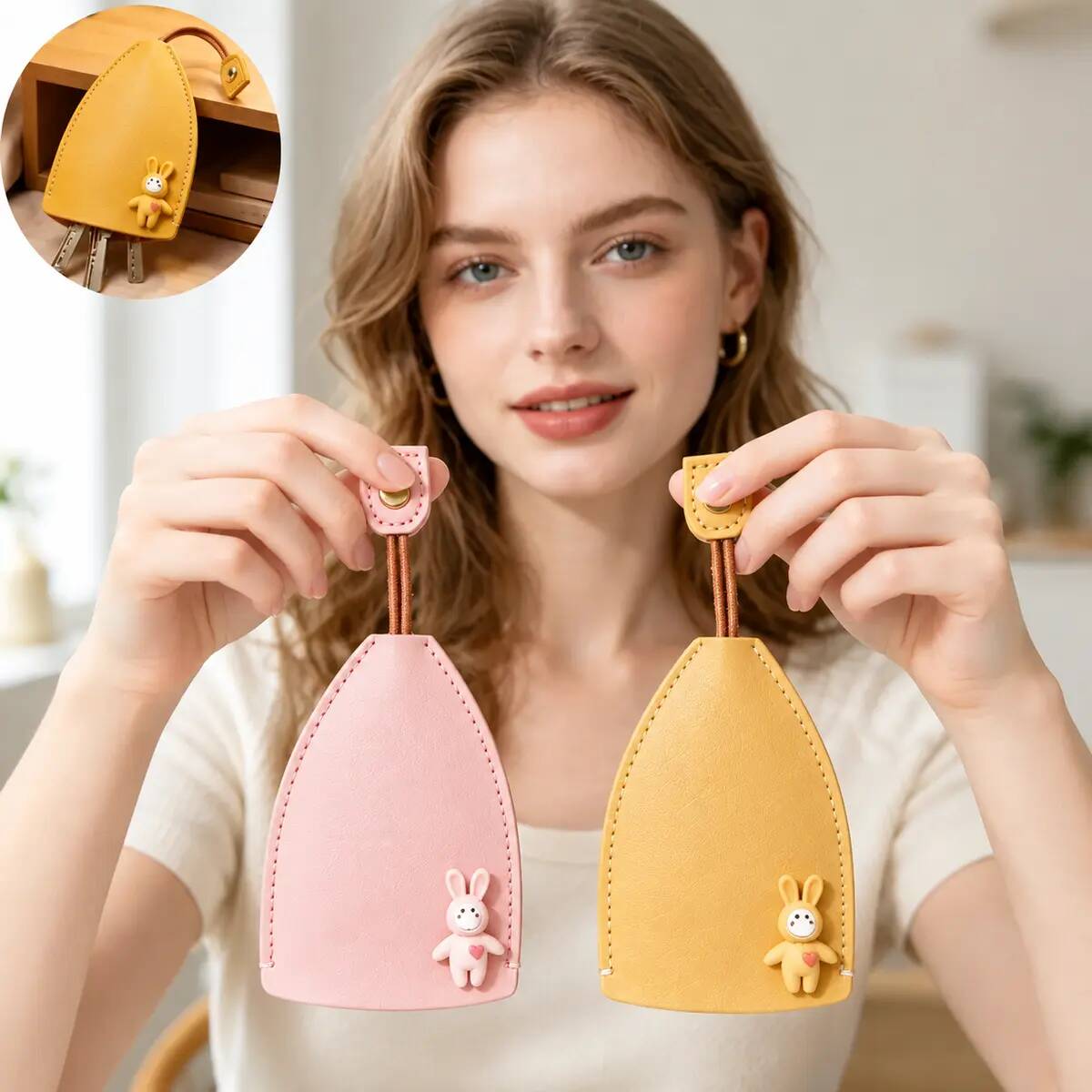 Cartoon Pull-Out Leather Key Case