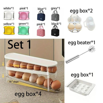 [BUY 1 GET 1 FREE] Clear Rolling Egg Storage Box