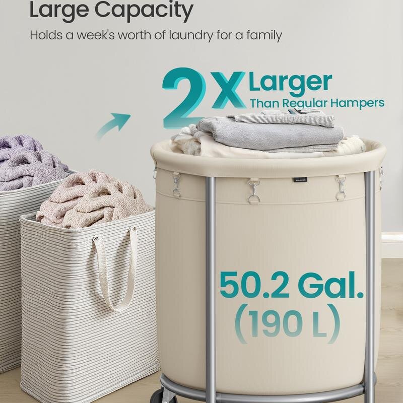 45-Gallon Rolling Laundry Hamper