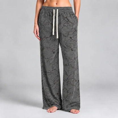 Marble Print Wide-Leg Corduroy Sweatpants